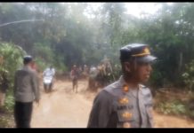 Di Tengah Guyuran Hujan Deras, Kapolsek Rimbo Pengadang Pimpin Evakuasi Pengguna Jalan